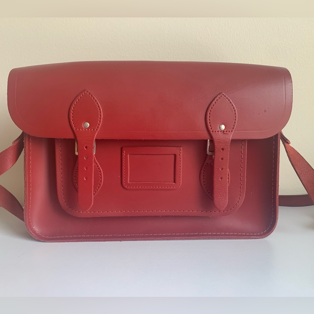 The Cambridge Satchel Company 14” Red Leather Crossbody Bag